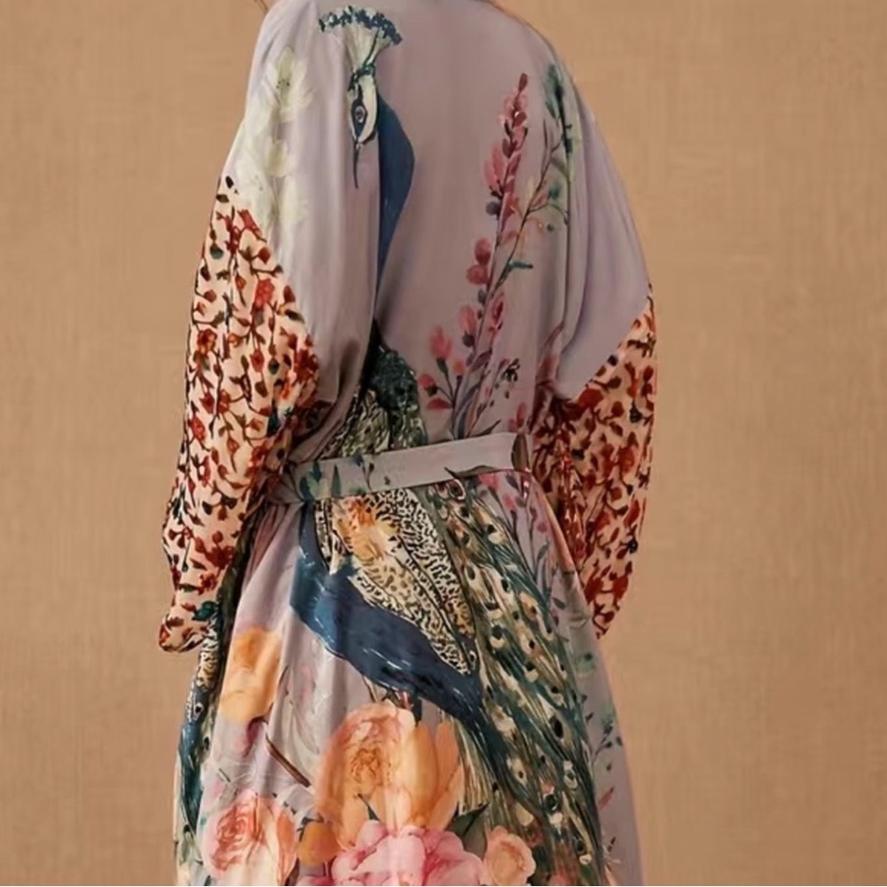 New peacock kimono robe, purple one size - Picture 3 of 3